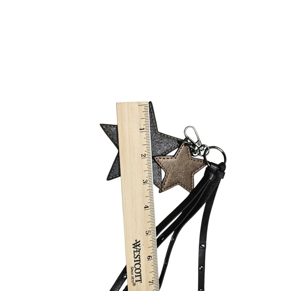 Star‎ Bag Charm Keychain Women OS Black Bronze Studded Tassel Western